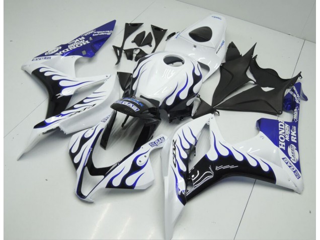 2007-2008 Weiß Blau Flamme Honda CBR600RR Motorrad Verkleidung 2007-2008 Weiß Blau Flamme Honda CBR600RR Motorrad Verkleidung