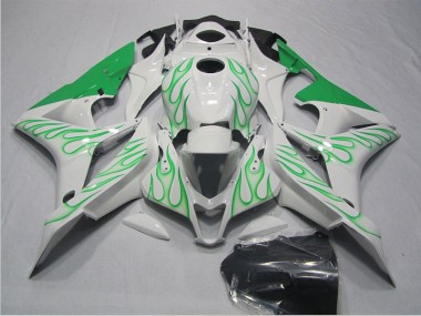 2007-2008 Weiß Grün Flamme Honda CBR600RR Motorrad Verkleidung