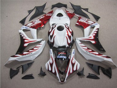 2007-2008 Weiß Rot Flamme Hai Honda CBR600RR Motorrad Verkleidung