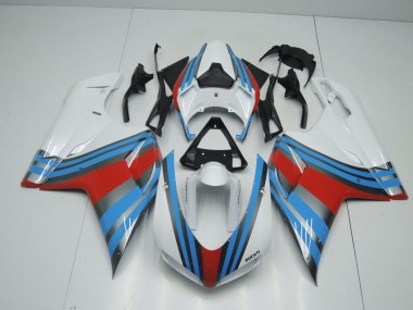 2007-2014 Blau Weiß Rot Ducati 848 1098 1198 Motorrad Verkleidung