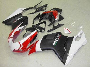 2007-2014 Matt Schwarz Weiß Rot Ducati 848 1098 1198 Motorrad Verkleidung