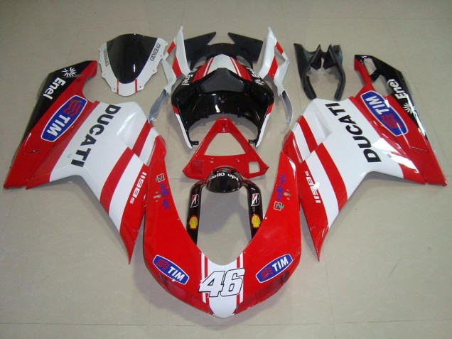 2007-2014 Rot Weiß 46 Ducati 848 1098 1198 Motorrad Verkleidung 2007-2014 Rot Weiß 46 Ducati 848 1098 1198 Motorrad Verkleidung