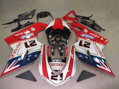 2007-2014 Rot Weiß Breil Xerox 21 Ducati 1098 Motorrad Verkleidung