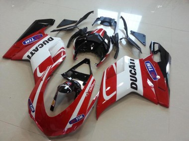 2007-2014 Rot Weiß Ducati 848 1098 1198 Motorrad Verkleidung & Plastik