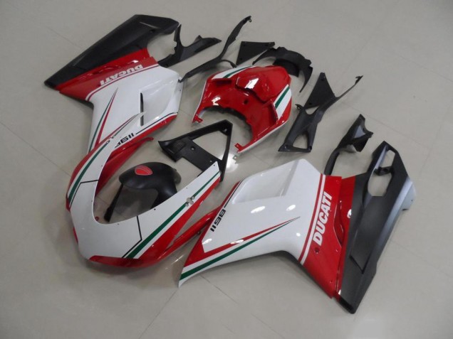 2007-2014 Rot Weiß Ducati 848 1098 1198 Motorrad Vollverkleidung 2007-2014 Rot Weiß Ducati 848 1098 1198 Motorrad Vollverkleidung