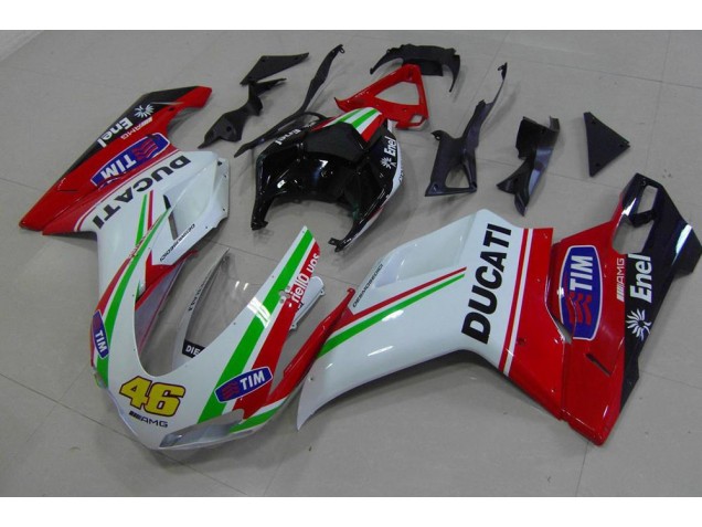 2007-2014 Rot Weiß Gelb 46 Ducati 848 1098 1198 Motorrad Verkleidung 2007-2014 Rot Weiß Gelb 46 Ducati 848 1098 1198 Motorrad Verkleidung