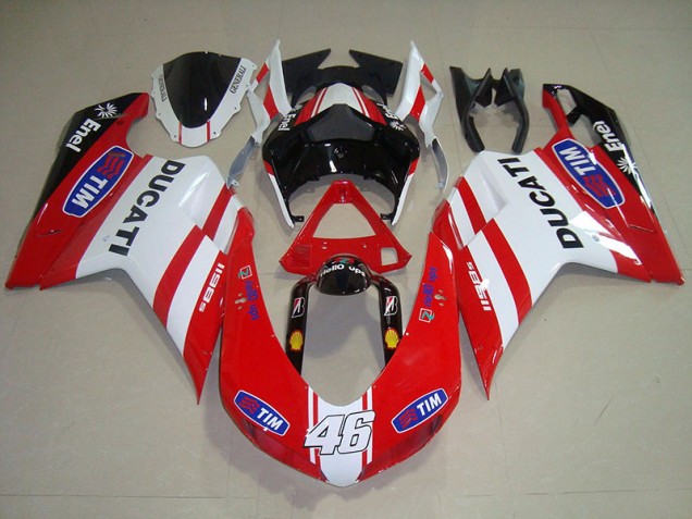 2007-2014 Rot Weiß Tim 46 Ducati 1098 Motorrad Verkleidung 2007-2014 Rot Weiß Tim 46 Ducati 1098 Motorrad Verkleidung