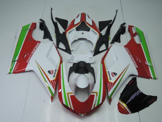 2007-2014 Rot Weiß Und Grün Ducati 848 1098 1198 Motorrad Verkleidung