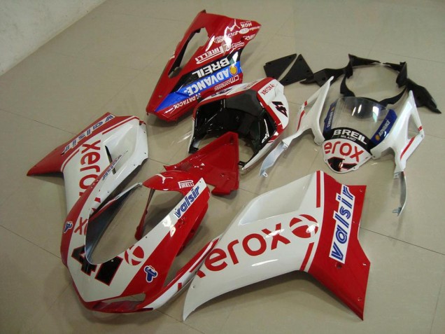 2007-2014 Weiß Rot Xerox Ducati 848 1098 1198 Motorrad Verkleidung 2007-2014 Weiß Rot Xerox Ducati 848 1098 1198 Motorrad Verkleidung