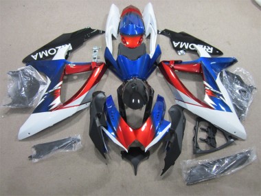 2008-2010 Blau Rot Weiß Suzuki GSXR 600 Motorrad Verkleidung