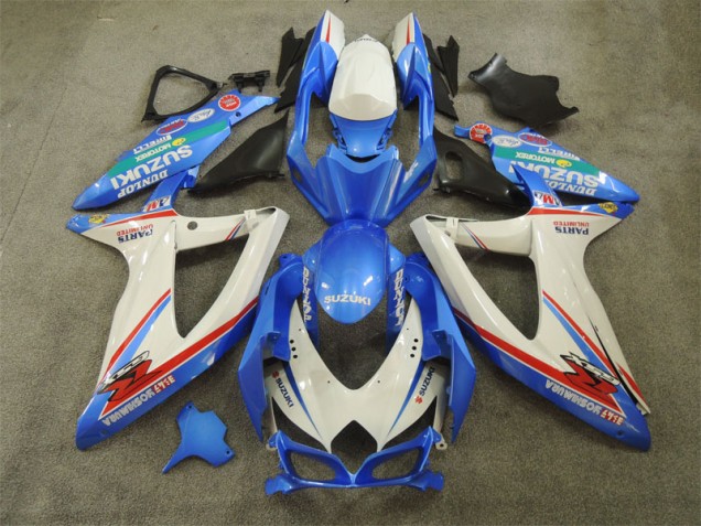 2008-2010 Blau Weiß mit Aufklebern Suzuki GSXR 600 Motorrad Verkleidung 2008-2010 Blau Weiß mit Aufklebern Suzuki GSXR 600 Motorrad Verkleidung