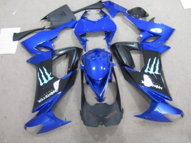 2008-2010 Schwarz Blaus Monster Kawasaki ZX10R Motorrad Verkleidung
