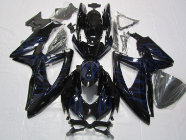 2008-2010 Schwarze Blau Flamme Suzuki GSXR 600 Motorrad Verkleidung