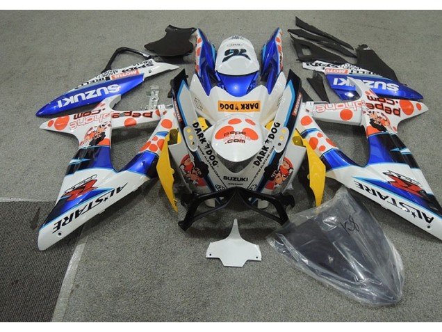 2008-2010 Weiß Blau Dunkel Hund Suzuki GSXR 600 Motorrad Verkleidung 2008-2010 Weiß Blau Dunkel Hund Suzuki GSXR 600 Motorrad Verkleidung