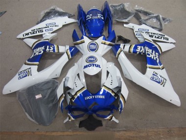 2008-2010 Weiß Lucky Strike Blau Motul Suzuki GSXR 600 Motorrad Verkleidung