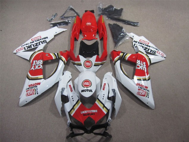 2008-2010 Weiß Lucky Strike Rot Motul Suzuki GSXR 600 Motorrad Verkleidung 2008-2010 Weiß Lucky Strike Rot Motul Suzuki GSXR 600 Motorrad Verkleidung