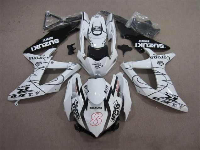 2008-2010 Weiß Schwarz Corona Extra Motul 8 Suzuki GSXR 600 Motorrad Verkleidung 2008-2010 Weiß Schwarz Corona Extra Motul 8 Suzuki GSXR 600 Motorrad Verkleidung