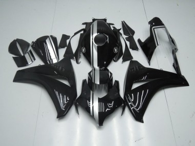 2008-2011 Glänzend Schwarz mit silbernem Streifen Honda CBR1000RR Motorrad Verkleidung