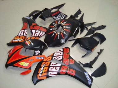 2008-2011 Rossi Matt Schwarz Honda CBR1000RR Motorrad Verkleidung