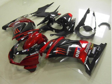 2008-2012 Schwarz Rot Monster Kawasaki ZX250R Motorrad Verkleidungen