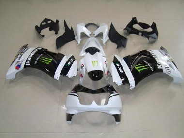 2008-2012 Schwarz weißes Monster Kawasaki ZX250R Motorrad Verkleidung