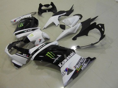 2008-2012 Schwarz weißes Monster Kawasaki ZX250R Motorrad Verkleidungen