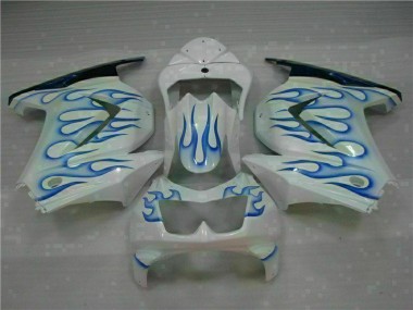 2008-2012 Weiß Blau Flamme Kawasaki EX250 Motorrad Verkleidung