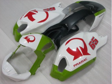 2008-2012 Weiß Rot PRAMAC 65 Ducati Monster 696 Motorrad Verkleidung