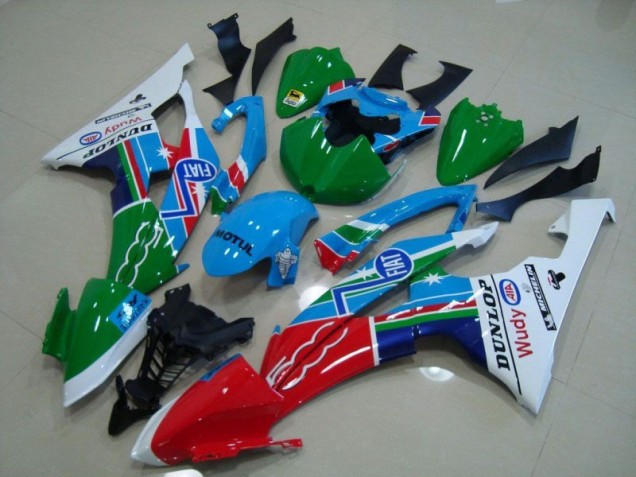 2008-2016 Blau Weiß Fiat Grün Rot Wudy Motul Dunlop Yamaha YZF R6 Motorrad Verkleidung 2008-2016 Blau Weiß Fiat Grün Rot Wudy Motul Dunlop Yamaha YZF R6 Motorrad Verkleidung