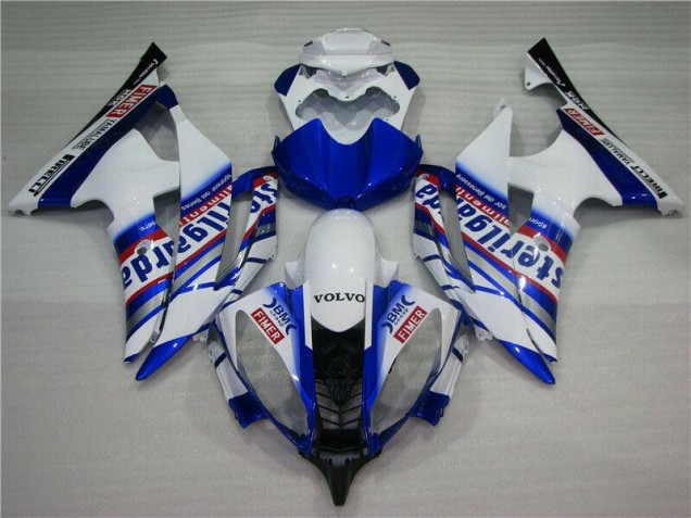 2008-2016 Weiß Blau Sterilgarda Volvo Yamaha YZF R6 Motorrad Verkleidung 2008-2016 Weiß Blau Sterilgarda Volvo Yamaha YZF R6 Motorrad Verkleidung