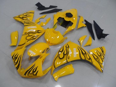 2009-2011 Gelb Schwarz Flamme Yamaha YZF R1 Motorrad Verkleidung