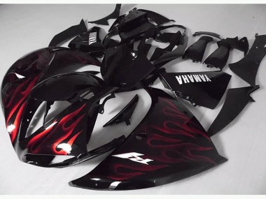 2009-2011 Rote Schwarz Flamme Yamaha YZF R1 Motorrad Verkleidung