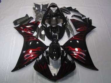 2009-2011 Schwarz rote Flamme Yamaha YZF R1 Motorrad Verkleidung