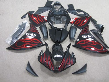 2009-2011 Schwarz rote Flamme weißer Aufkleber Yamaha YZF R1 Motorrad Verkleidung