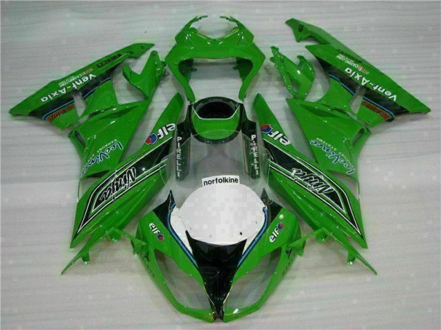 2009-2012 Grün Schwarzer LeoVince Kawasaki ZX6R Motorrad Verkleidung 2009-2012 Grün Schwarzer LeoVince Kawasaki ZX6R Motorrad Verkleidung
