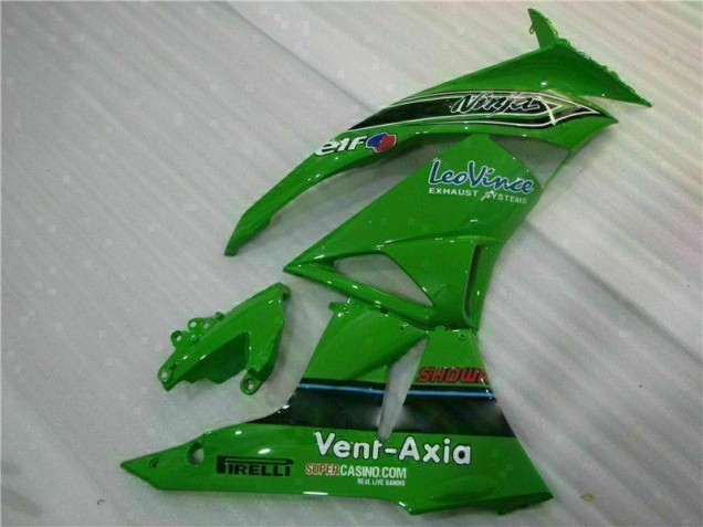 2009-2012 Grün Schwarzer LeoVince Kawasaki ZX6R Motorrad Verkleidung 2009-2012 Grün Schwarzer LeoVince Kawasaki ZX6R Motorrad Verkleidung