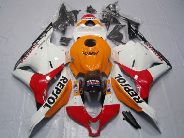 2009-2012 Orange Rot Weiß Repsol Honda CBR600RR Motorrad Verkleidung