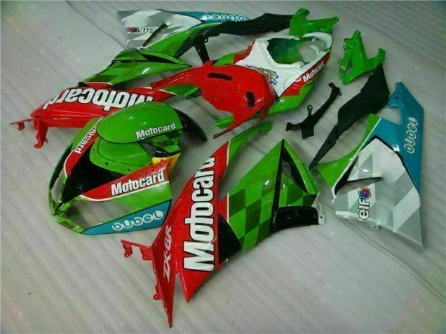2009-2012 Rot Grün Motocard Kawasaki ZX6R Motorrad Verkleidung 2009-2012 Rot Grün Motocard Kawasaki ZX6R Motorrad Verkleidung