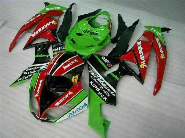 2009-2012 Schwarz Rot Grün Motocard Kawasaki ZX6R Motorrad Verkleidung