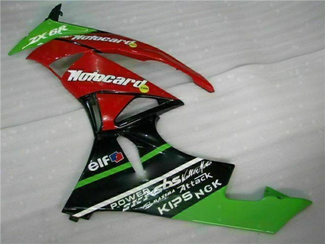2009-2012 Schwarz Rot Grün Motocard Kawasaki ZX6R Motorrad Verkleidung