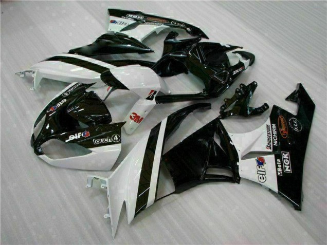 2009-2012 Schwarz Weiß 3M Touch4 Kawasaki ZX6R Motorrad Verkleidung 2009-2012 Schwarz Weiß 3M Touch4 Kawasaki ZX6R Motorrad Verkleidung
