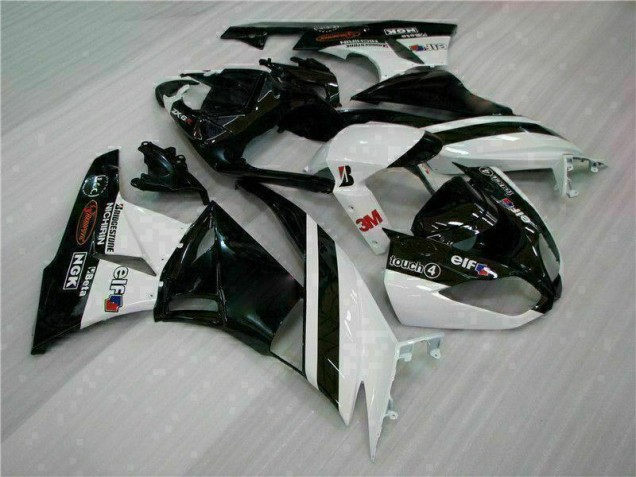 2009-2012 Schwarz Weiß 3M Touch4 Kawasaki ZX6R Motorrad Verkleidung 2009-2012 Schwarz Weiß 3M Touch4 Kawasaki ZX6R Motorrad Verkleidung
