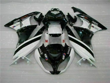 2009-2012 Schwarz Weiß 3M Touch4 Kawasaki ZX6R Motorrad Verkleidung