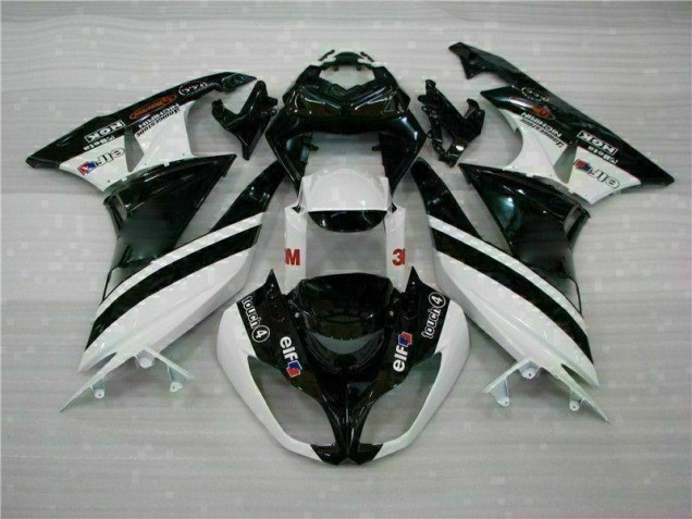2009-2012 Schwarz Weiß 3M Touch4 Kawasaki ZX6R Motorrad Verkleidung 2009-2012 Schwarz Weiß 3M Touch4 Kawasaki ZX6R Motorrad Verkleidung