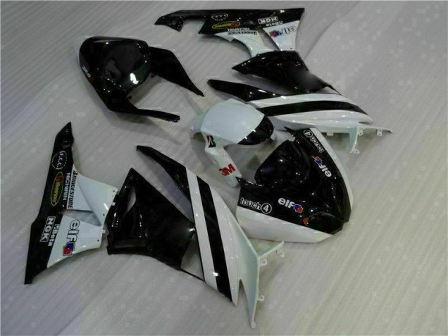 2009-2012 Schwarz Weiß 3M Touch4 Kawasaki ZX6R Motorrad Verkleidungen 2009-2012 Schwarz Weiß 3M Touch4 Kawasaki ZX6R Motorrad Verkleidungen