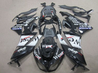 2009-2012 Schwarz West Kawasaki ZX6R Motorrad Verkleidung