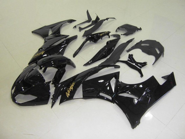 2009-2012 Schwarz mit goldenem Aufkleber Kawasaki ZX6R Motorrad Verkleidung 2009-2012 Schwarz mit goldenem Aufkleber Kawasaki ZX6R Motorrad Verkleidung