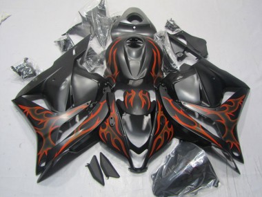 2009-2012 Schwarz rote Flamme Honda CBR600RR Motorrad Verkleidungen