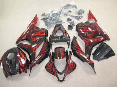 2009-2012 Schwarz rote Flamme Honda CBR600RR Motorrad Vollverkleidung