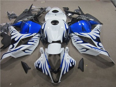 2009-2012 Weiß Blau Flamme Honda CBR600RR Motorrad Verkleidung